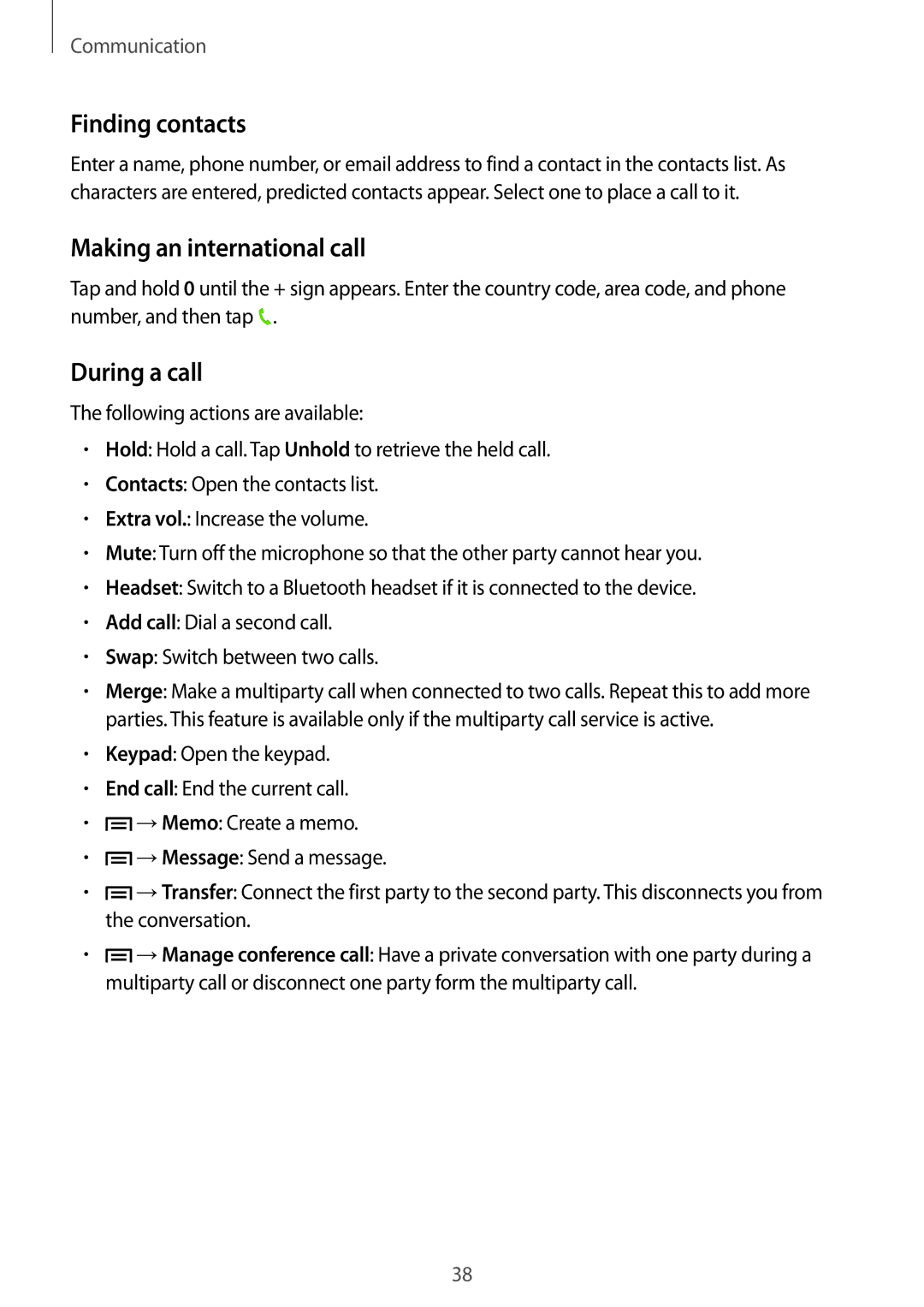 Samsung GT-P5220ZWADBT, GT-P5220ZWASEB, GT-P5220ZWAVD2 manual Finding contacts, Making an international call, During a call 