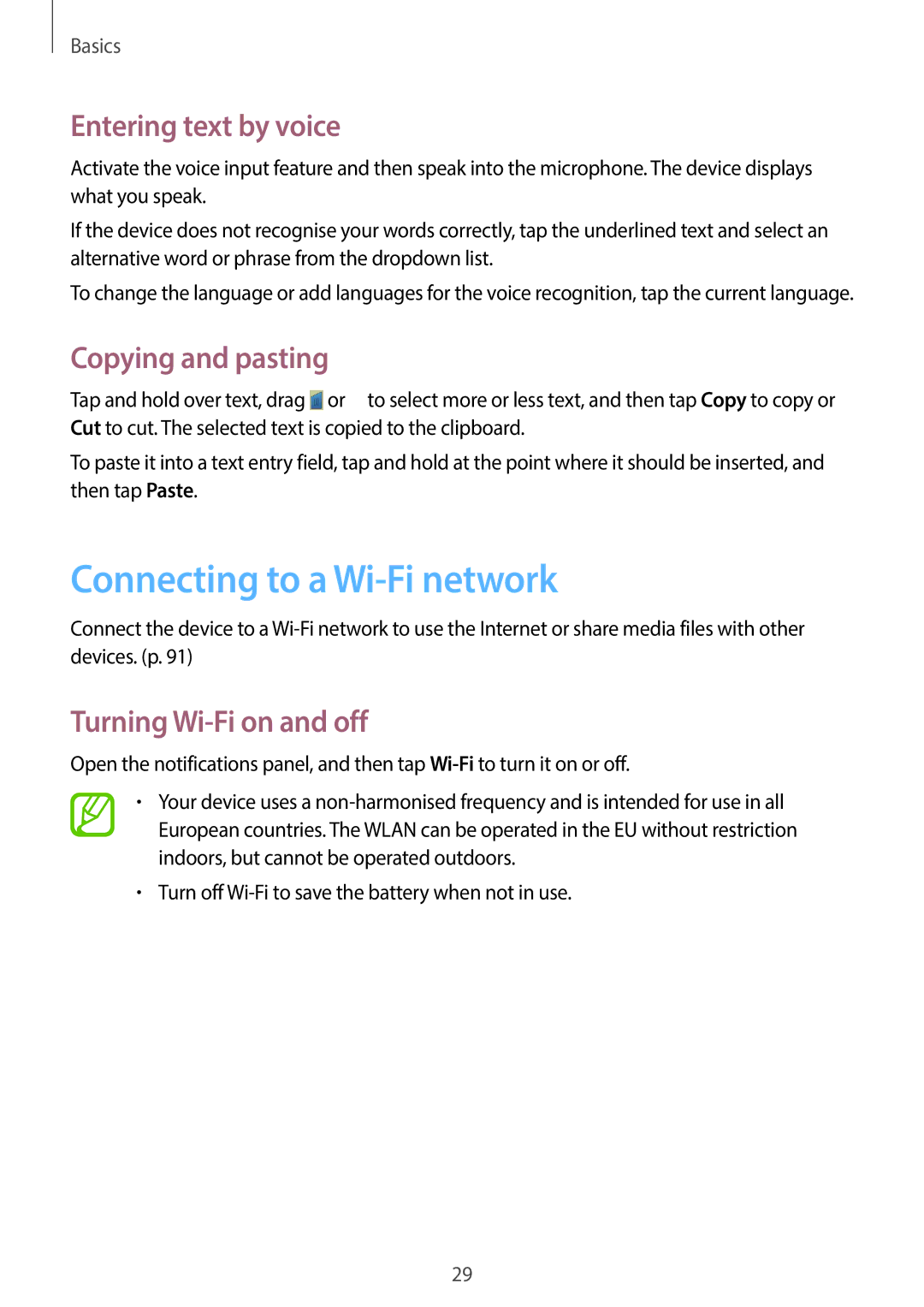 Samsung GT-P5220MKASEB, GT-P5220ZWASEB manual Connecting to a Wi-Fi network, Entering text by voice, Copying and pasting 