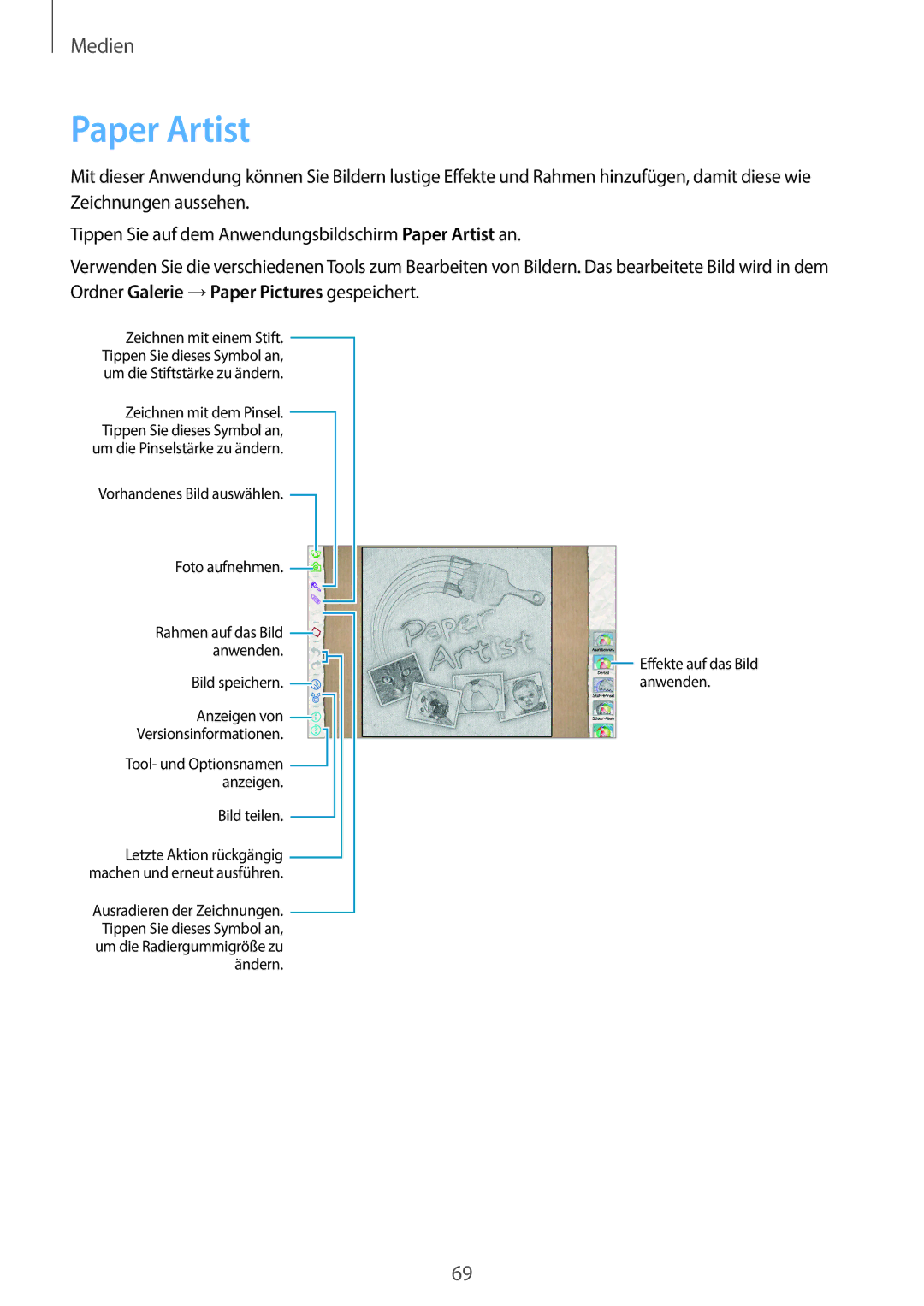 Samsung GT-P5220ZWADBT, GT-P5220ZWASEB, GT-P5220ZWAVD2, GT-P5220MKADBT, GT-P5220ZWADTM manual Paper Artist, Bild teilen 