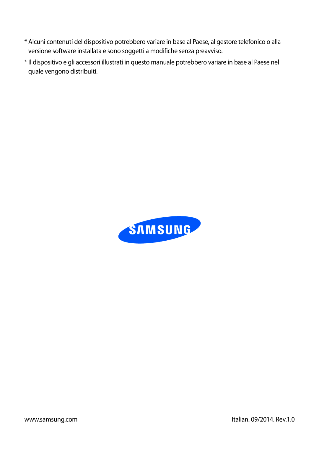 Samsung GT-P5220ZWATIM manual Italian /2014. Rev.1.0 