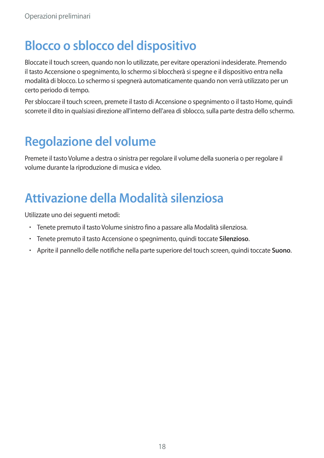 Samsung GT-P5220ZWATIM Blocco o sblocco del dispositivo, Regolazione del volume, Attivazione della Modalità silenziosa 