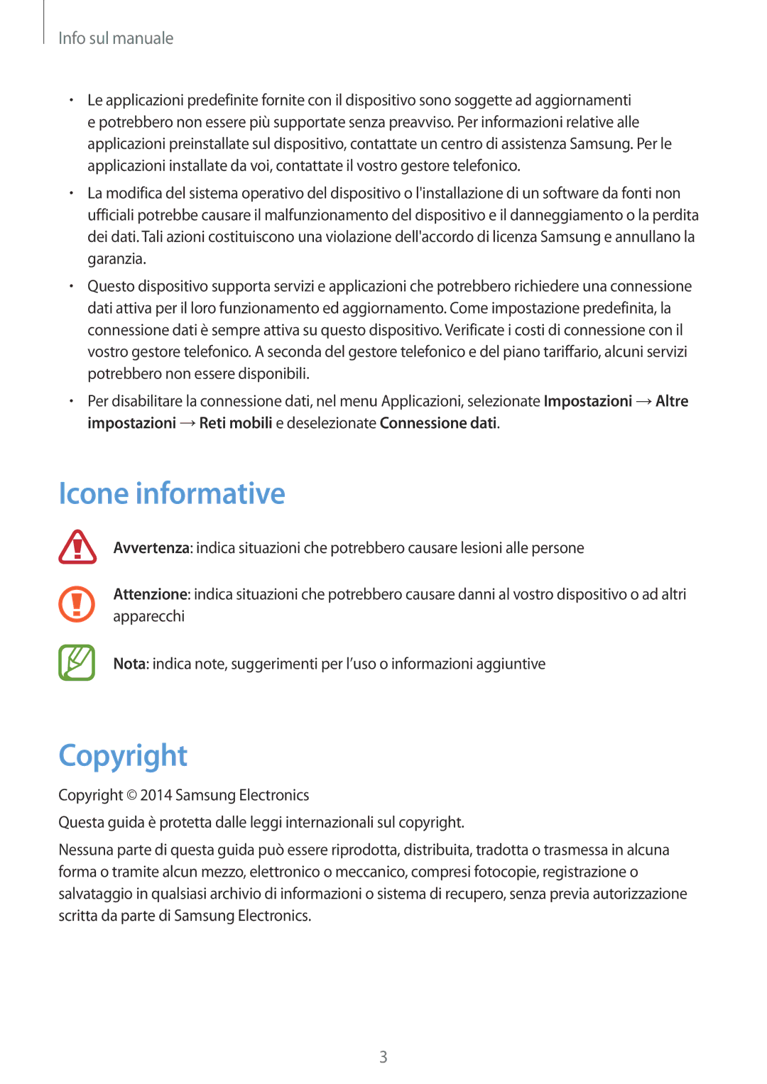 Samsung GT-P5220ZWATIM manual Icone informative, Copyright 