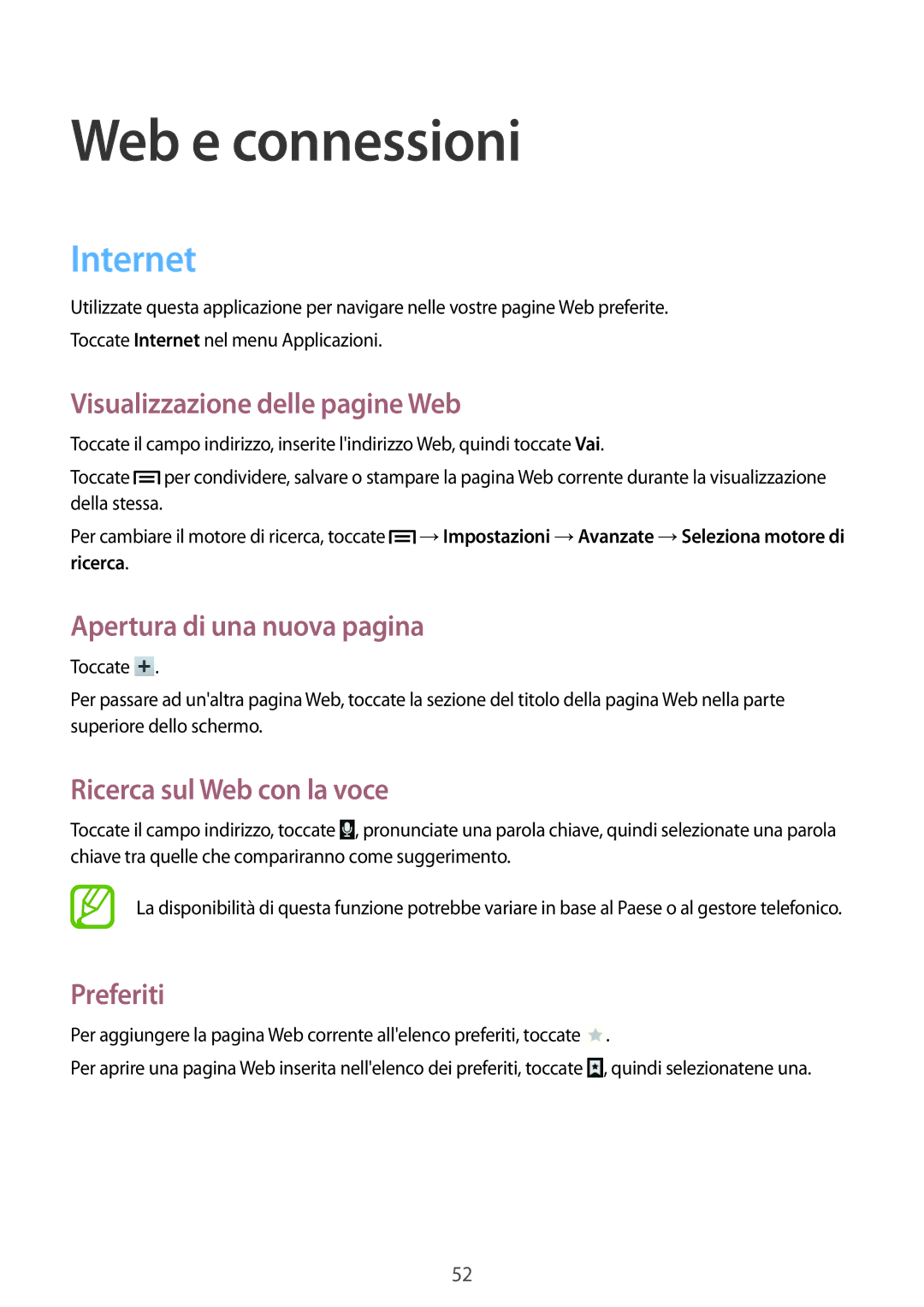Samsung GT-P5220ZWATIM manual Web e connessioni, Internet 