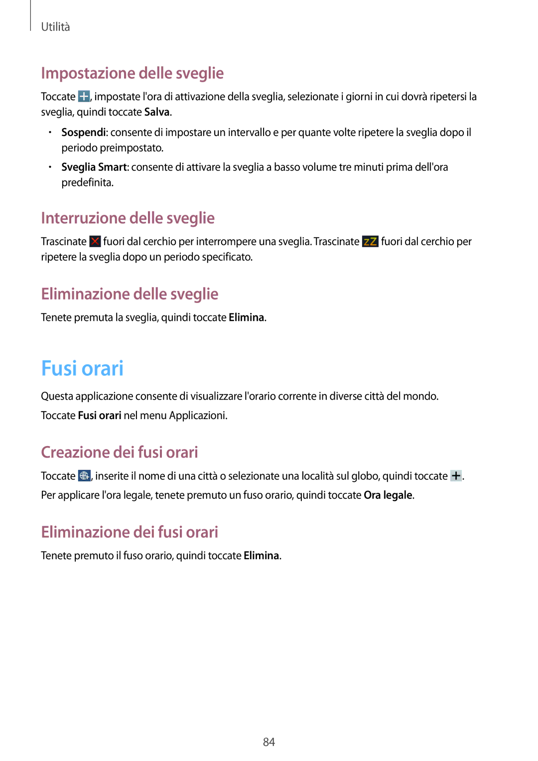 Samsung GT-P5220ZWATIM manual Fusi orari 