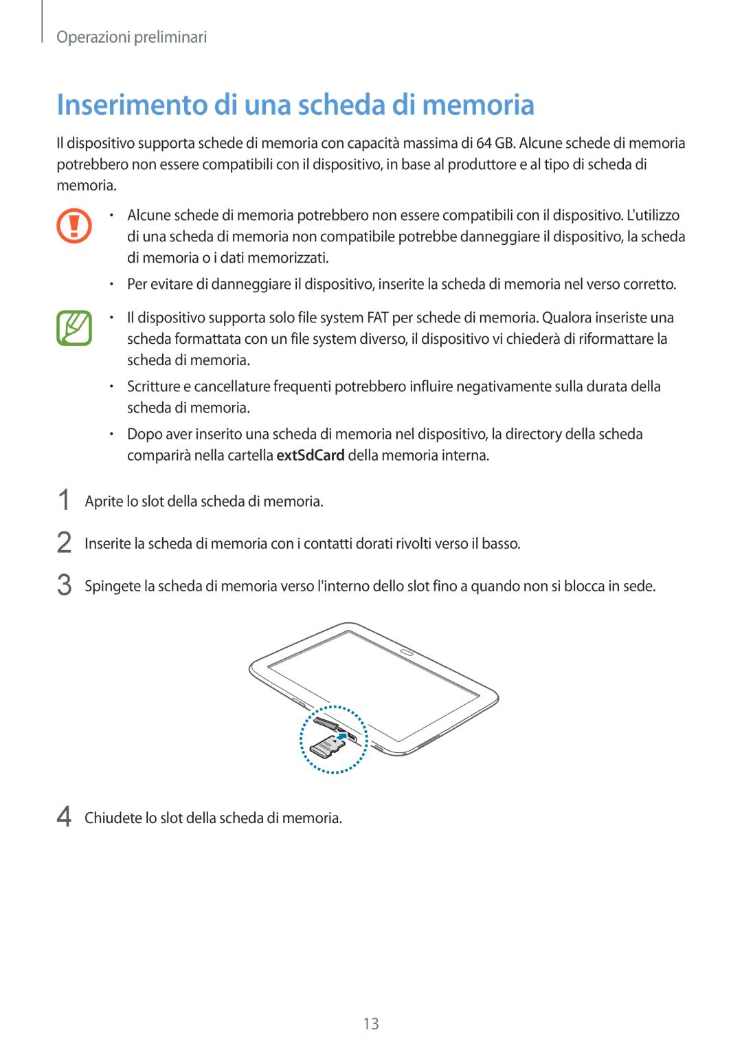 Samsung GT-P5220ZWATIM manual Inserimento di una scheda di memoria 