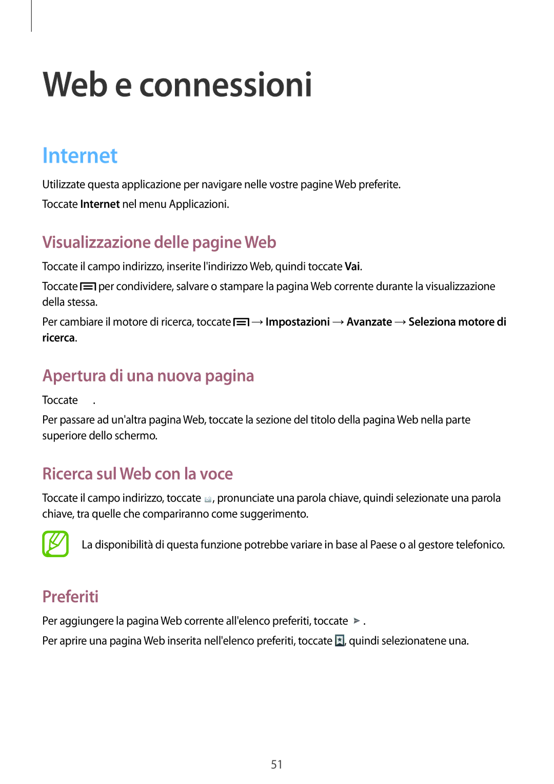 Samsung GT-P5220ZWATIM manual Web e connessioni, Internet 