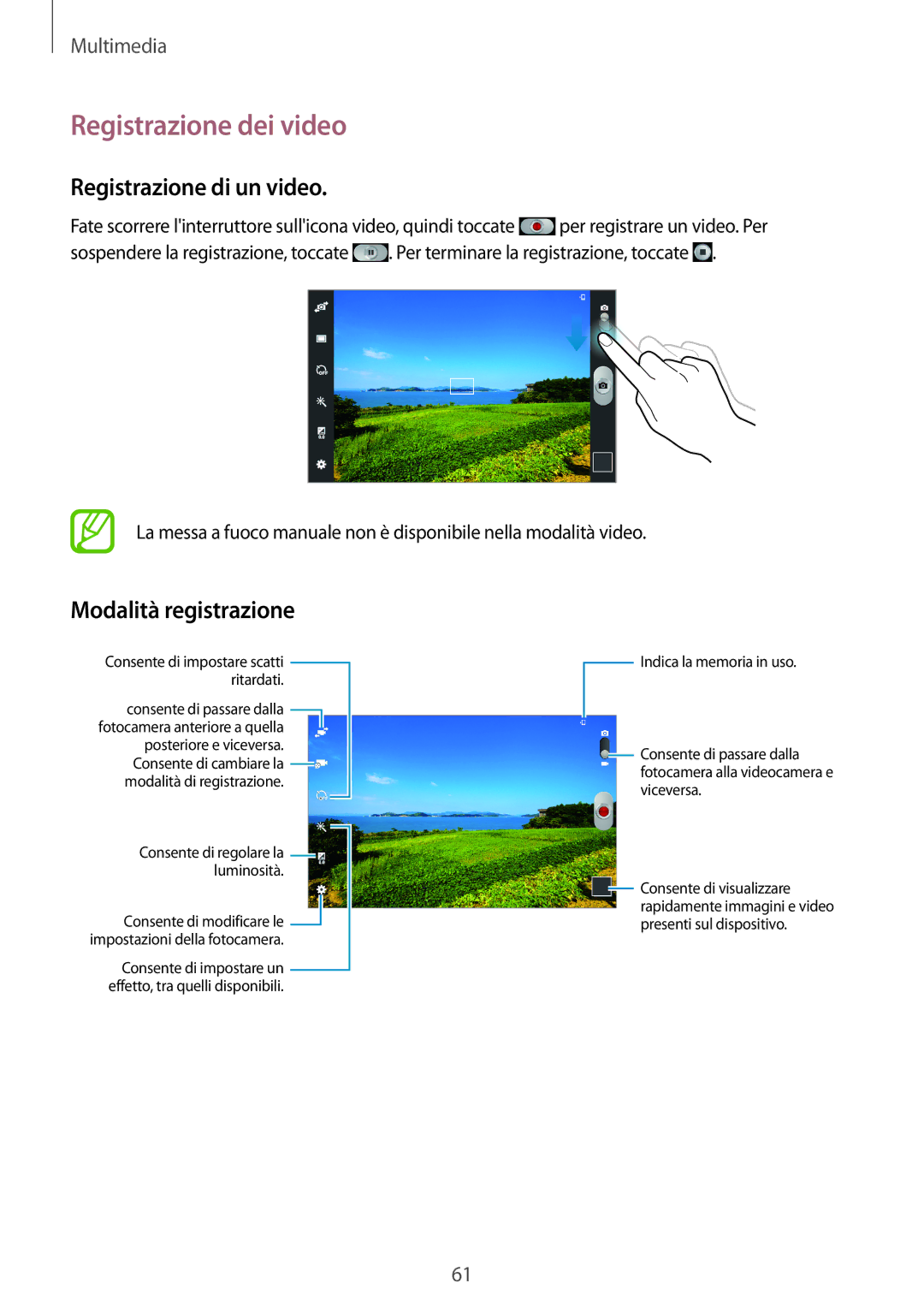 Samsung GT-P5220ZWATIM manual Registrazione dei video, Registrazione di un video, Modalità registrazione 