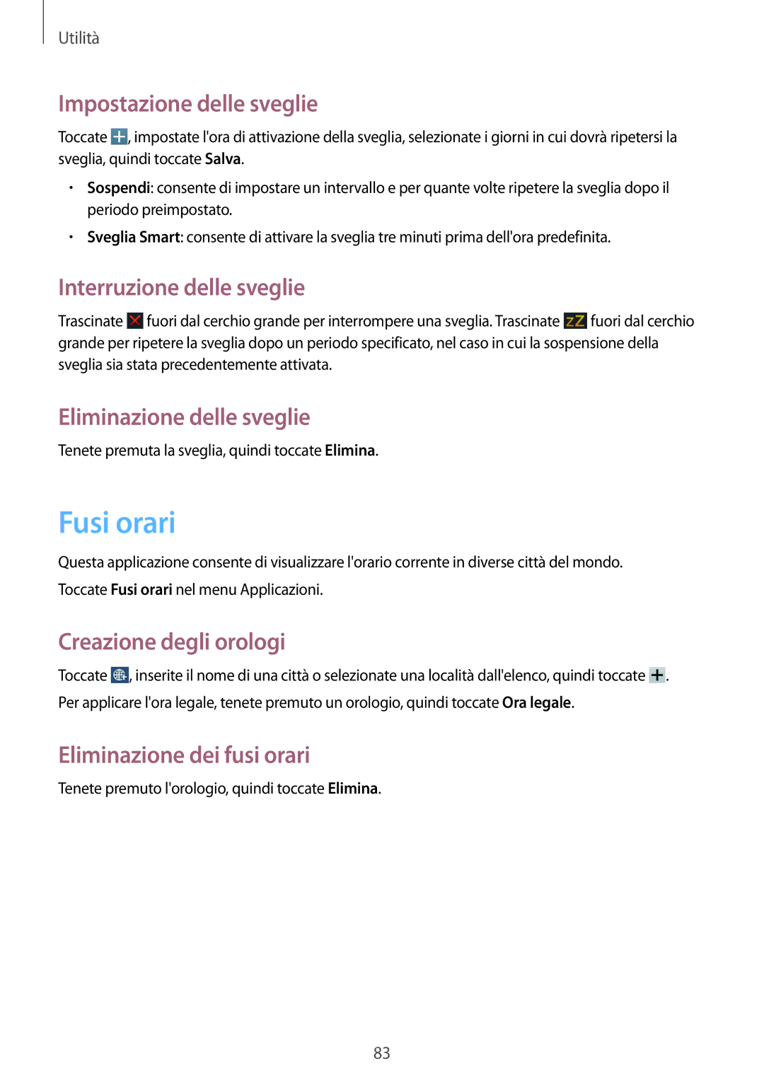 Samsung GT-P5220ZWATIM manual Fusi orari 