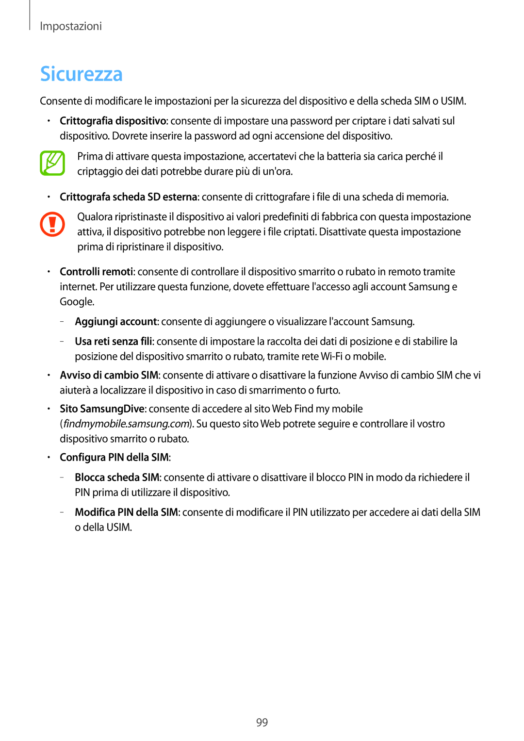 Samsung GT-P5220ZWATIM manual Sicurezza, Configura PIN della SIM 