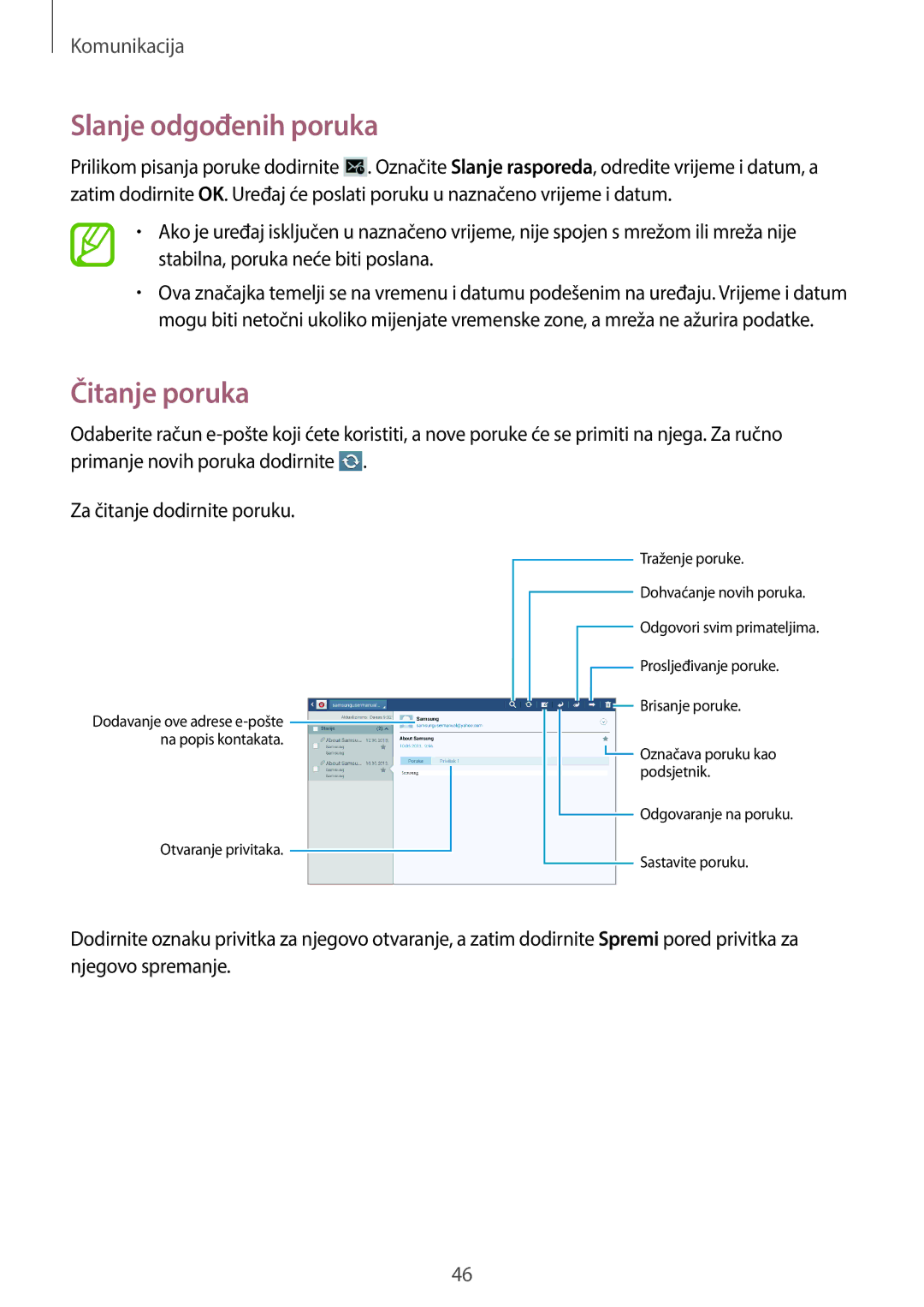 Samsung GT-P5220ZWAVIP, GT-P5220ZWACRO manual Čitanje poruka 