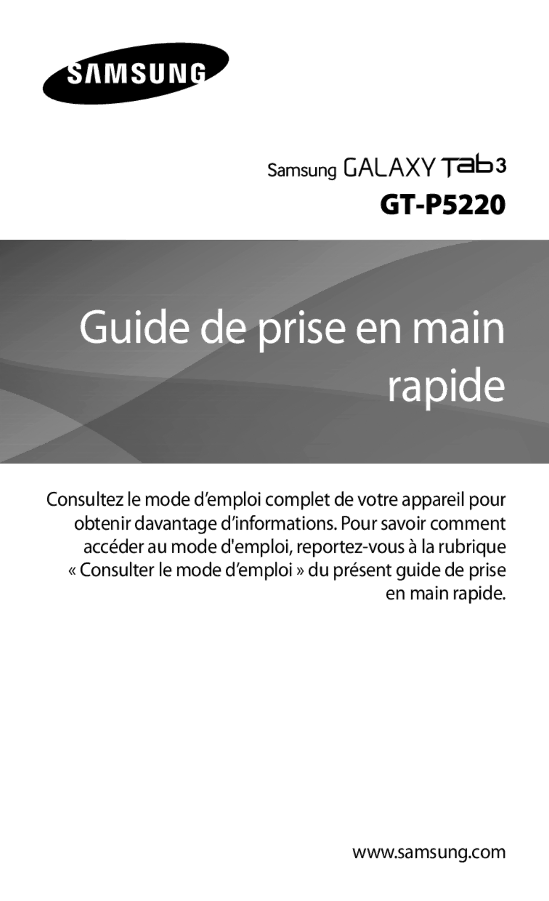 Samsung GT-P5220ZWAFTM, GT-P5220ZWAXEF, GT-P5220MKAXEF, GT-P5220ZWASFR manual Guide de prise en main rapide 