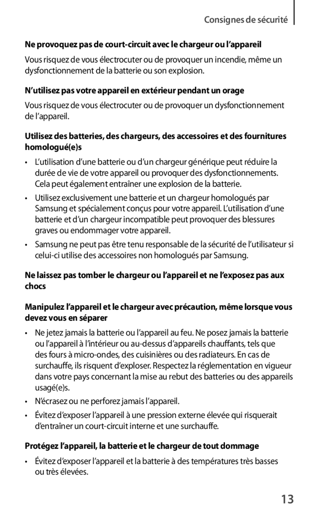 Samsung GT-P5220ZWAFTM, GT-P5220ZWAXEF Consignes de sécurité, ’utilisez pas votre appareil en extérieur pendant un orage 