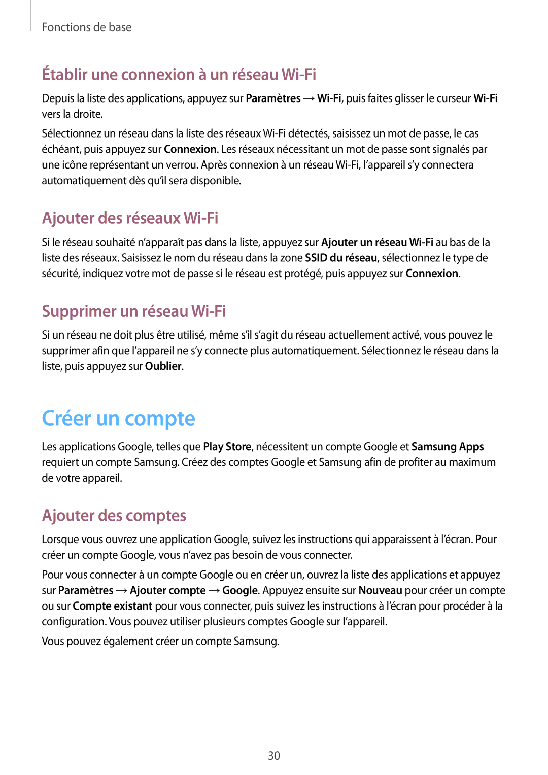 Samsung GT-P5220MKAXEF, GT-P5220ZWAXEF Créer un compte, Établir une connexion à un réseau Wi-Fi, Ajouter des réseaux Wi-Fi 