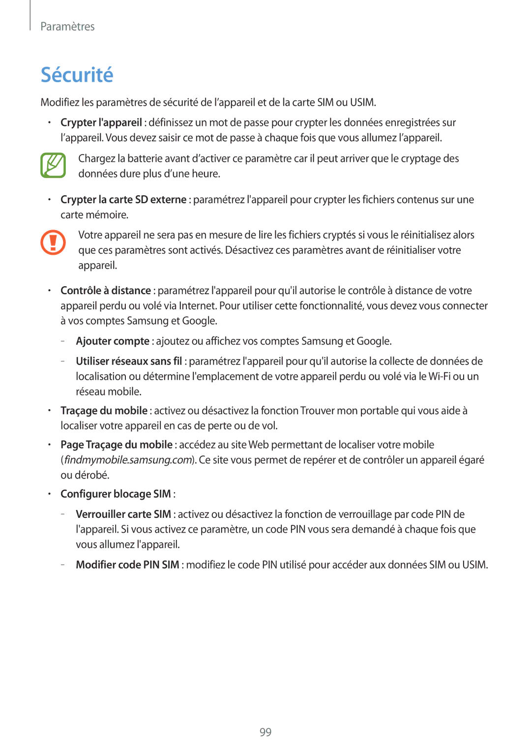 Samsung GT-P5220ZWASFR, GT-P5220ZWAXEF, GT-P5220ZWAFTM, GT-P5220MKAXEF manual Sécurité, Configurer blocage SIM 