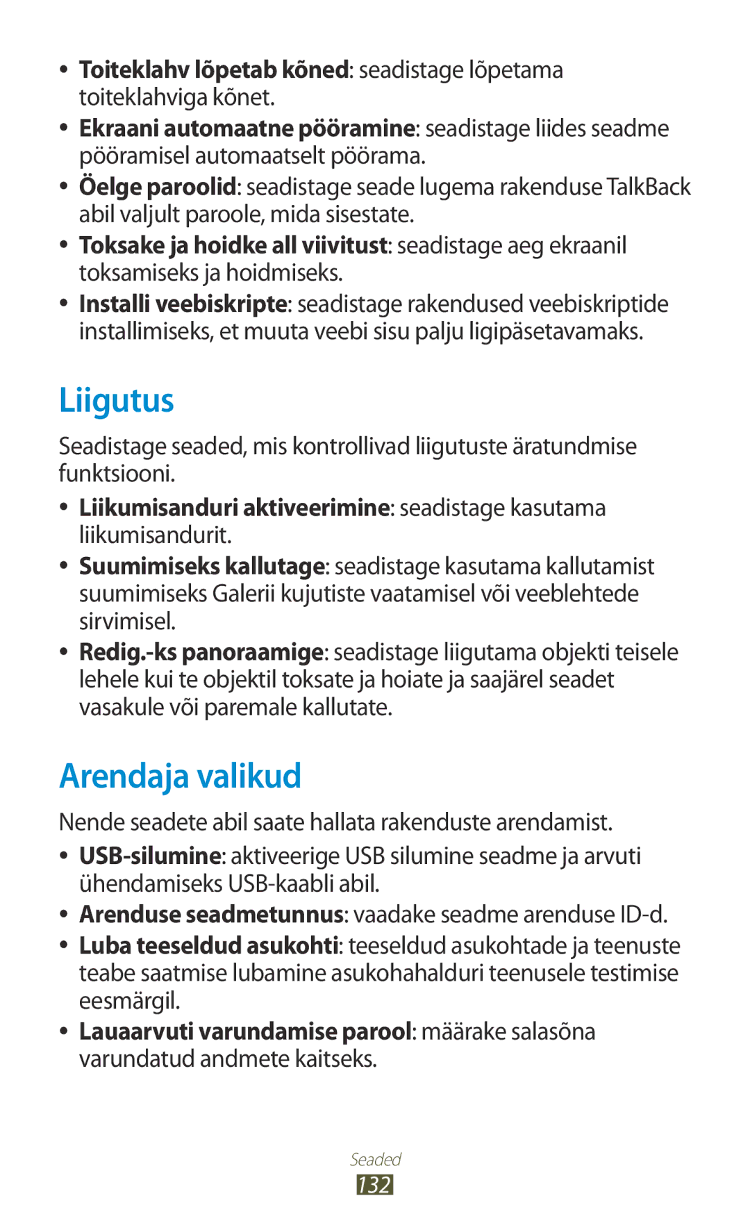 Samsung GT-P6200MAASEB, GT-P6200UWASEB Liigutus, Arendaja valikud, Toksake ja hoidke all viivitust seadistage aeg ekraanil 