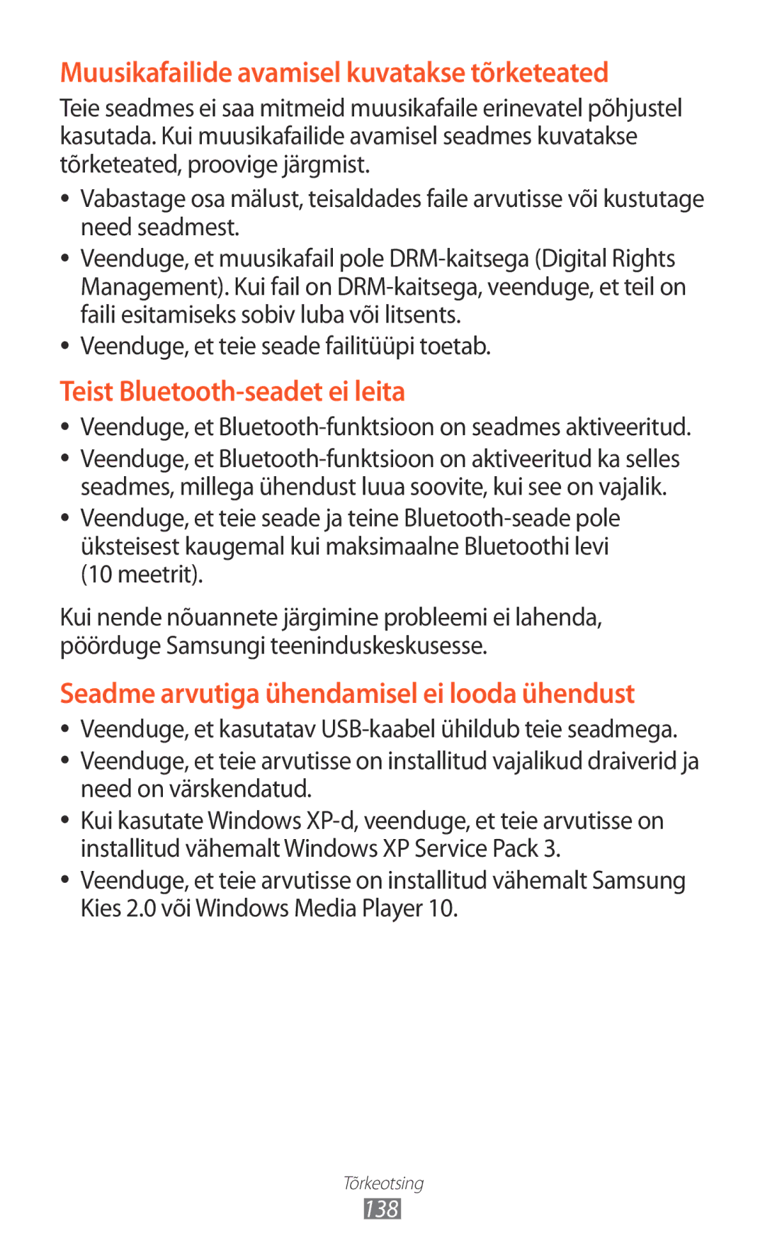 Samsung GT-P6200MAASEB, GT-P6200UWASEB manual Veenduge, et teie seade failitüüpi toetab, Meetrit 