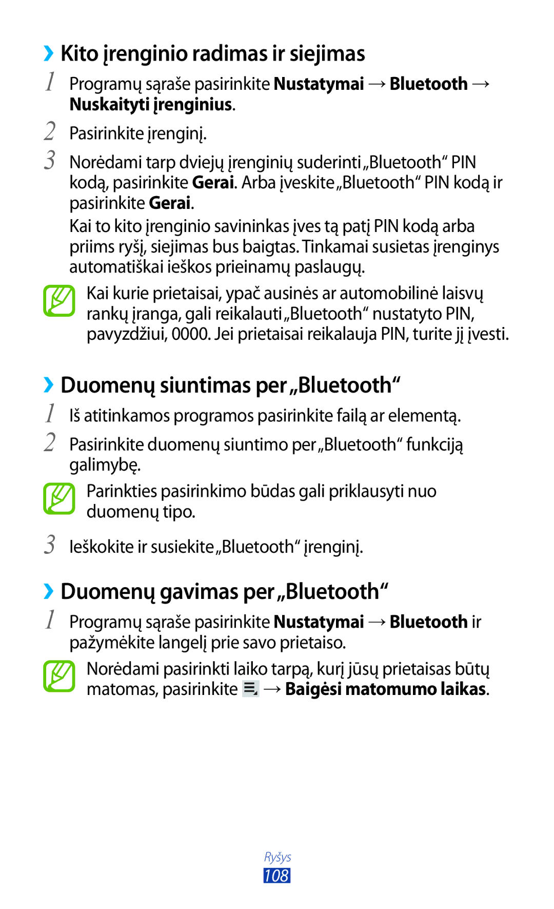 Samsung GT-P6200MAASEB ››Kito įrenginio radimas ir siejimas, ››Duomenų siuntimas per„Bluetooth, Nuskaityti įrenginius 