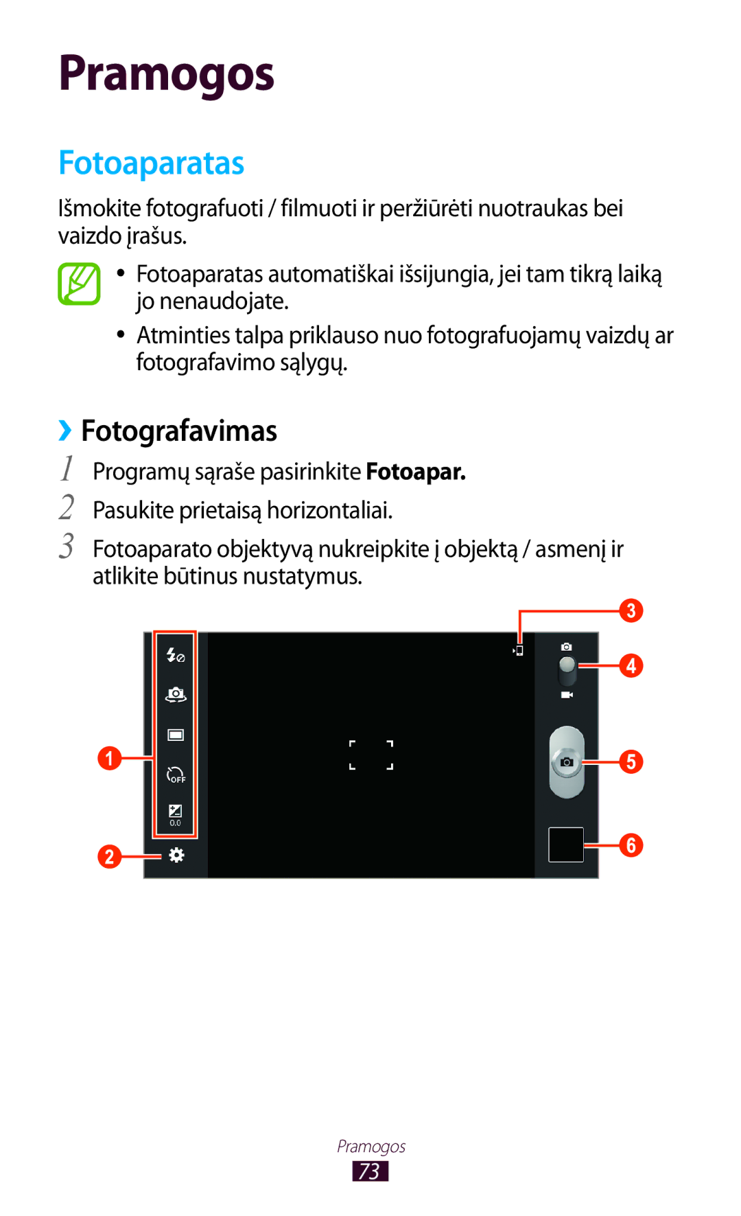 Samsung GT-P6200UWASEB, GT-P6200MAASEB manual Fotoaparatas, ››Fotografavimas 