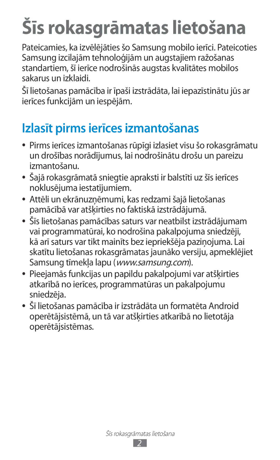 Samsung GT-P6200MAASEB, GT-P6200UWASEB manual Šīs rokasgrāmatas lietošana, Izlasīt pirms ierīces izmantošanas 