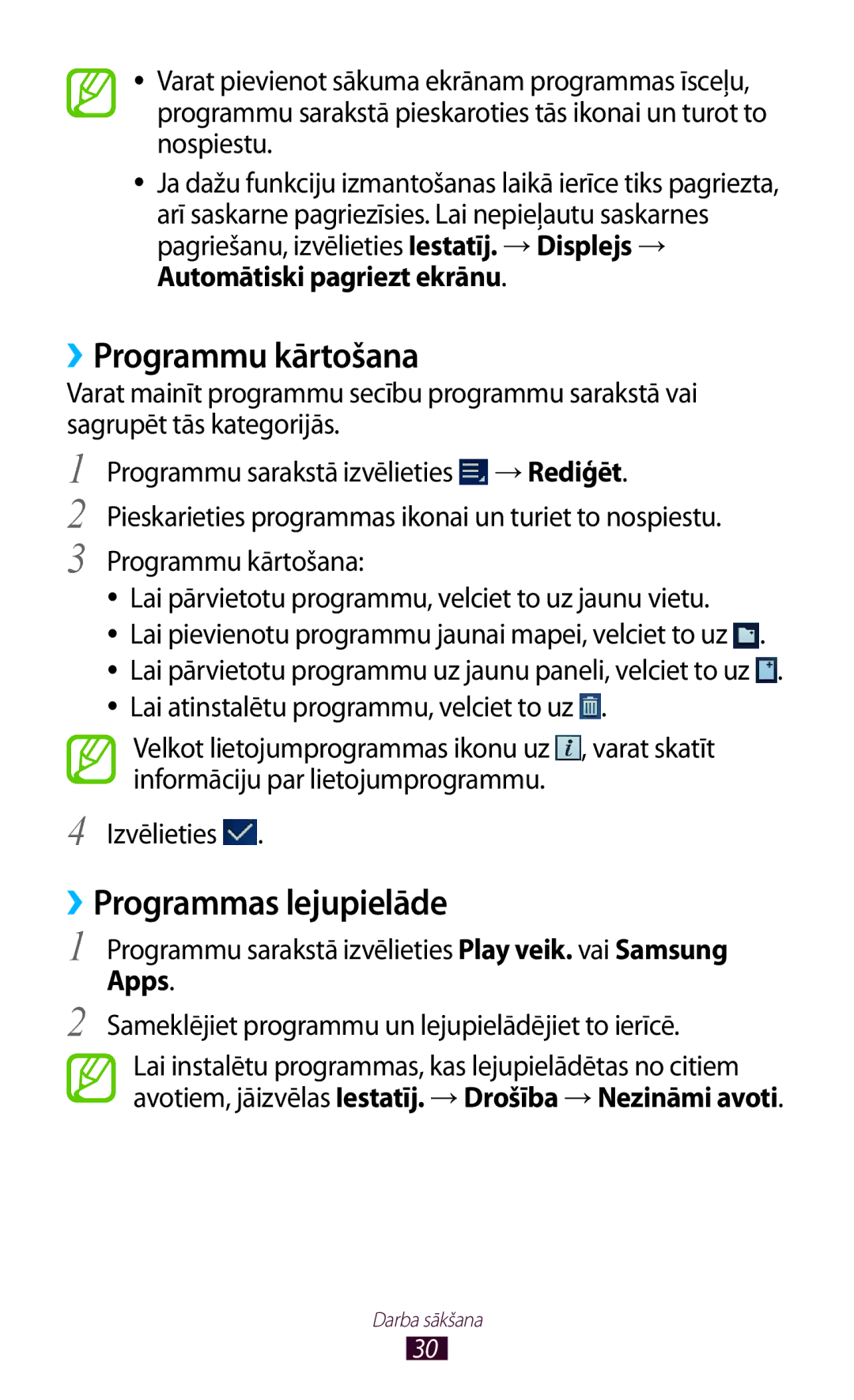 Samsung GT-P6200MAASEB, GT-P6200UWASEB manual ››Programmu kārtošana, ››Programmas lejupielāde, Apps 