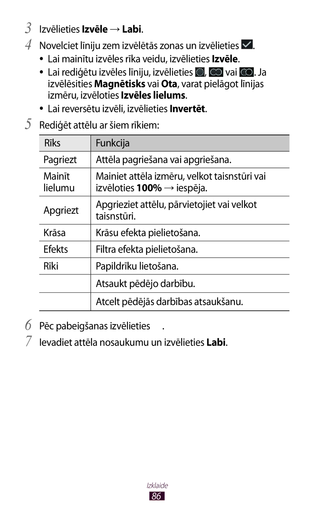 Samsung GT-P6200MAASEB, GT-P6200UWASEB manual Izvēlieties Izvēle → Labi 