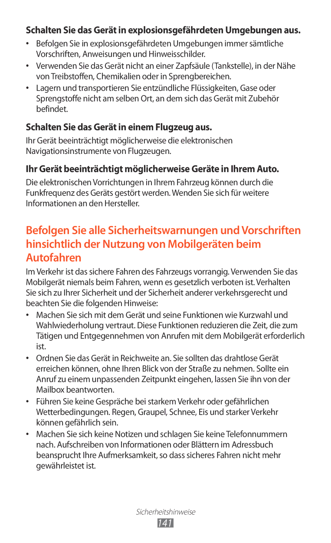 Samsung GT-P6200MAADBT, GT-P6200UWAATO, GT-P6200UWADBT, GT-P6200MAAATO 141, Schalten Sie das Gerät in einem Flugzeug aus 