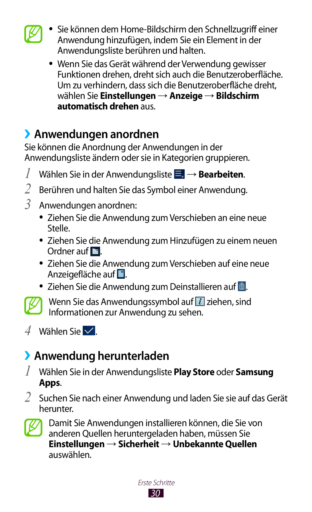 Samsung GT-P6200UWAATO, GT-P6200MAADBT, GT-P6200UWADBT manual ››Anwendungen anordnen, ››Anwendung herunterladen, Wählen Sie 