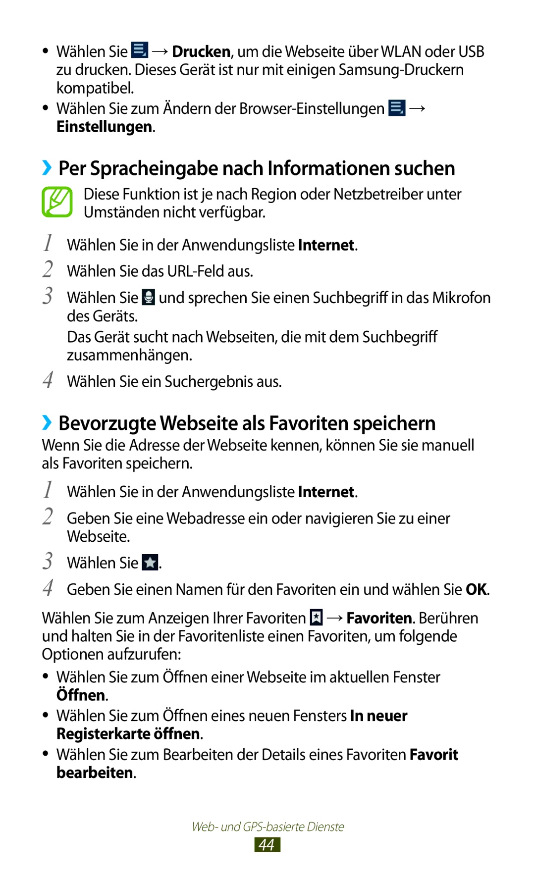 Samsung GT-P6200UWATUR, GT-P6200UWAATO, GT-P6200MAADBT manual ››Bevorzugte Webseite als Favoriten speichern, Bearbeiten 
