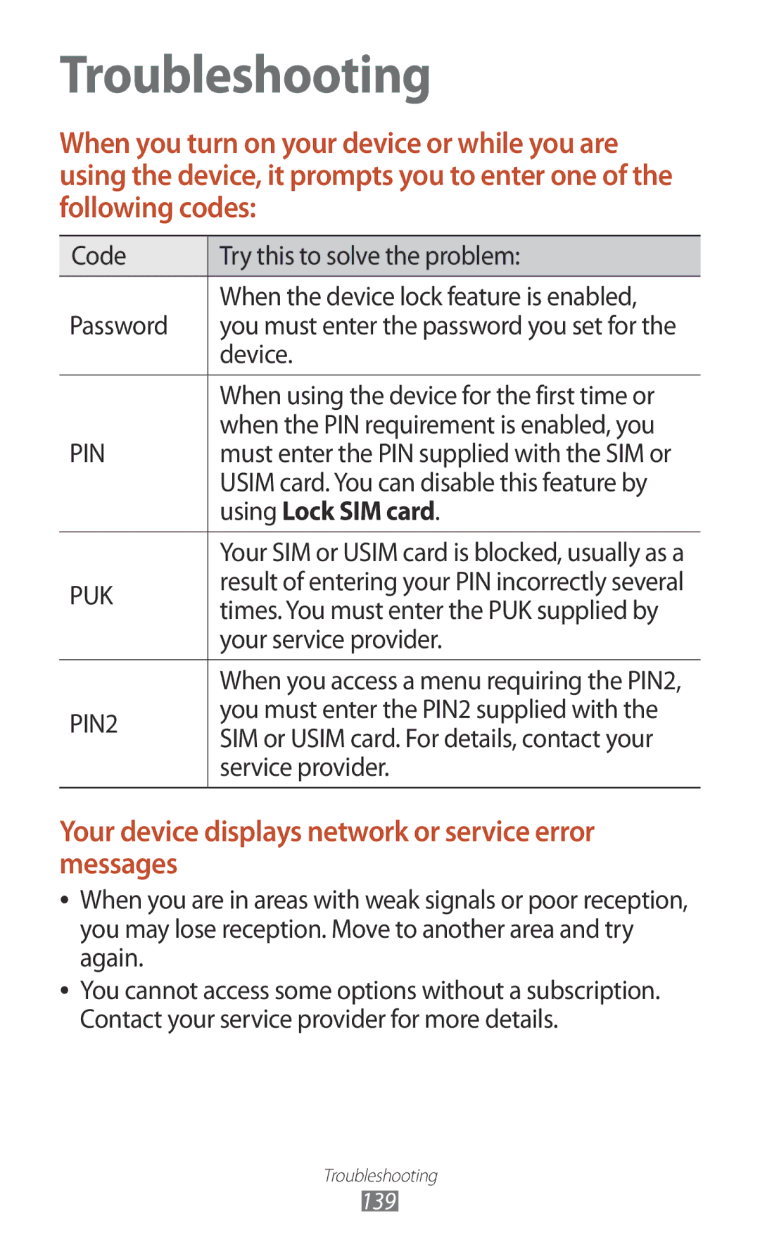 Samsung GT-P6201UWADBT, GT-P6201MAADBT manual Using Lock SIM card 