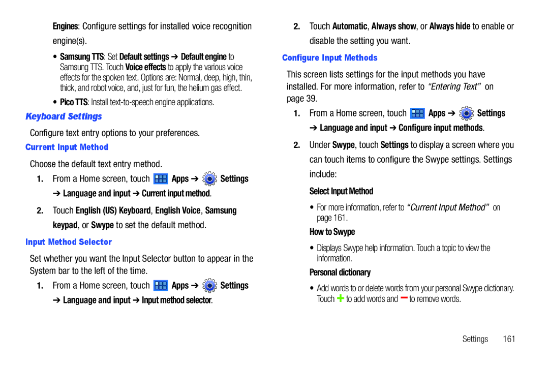 Samsung GT-P6210 user manual Keyboard Settings 