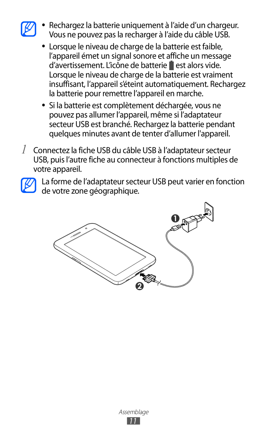 Samsung GT-P6210UWABGL manual Assemblage 