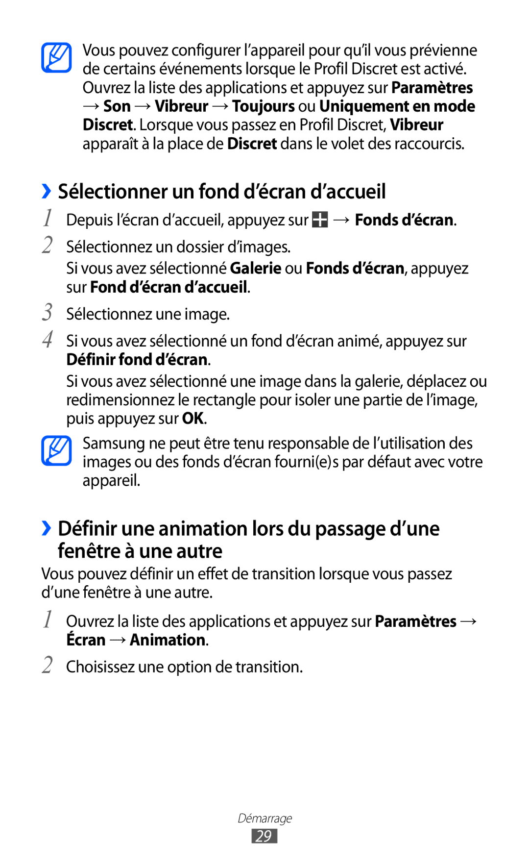 Samsung GT-P6210UWABGL manual ››Sélectionner un fond d’écran d’accueil, Définir fond d’écran 