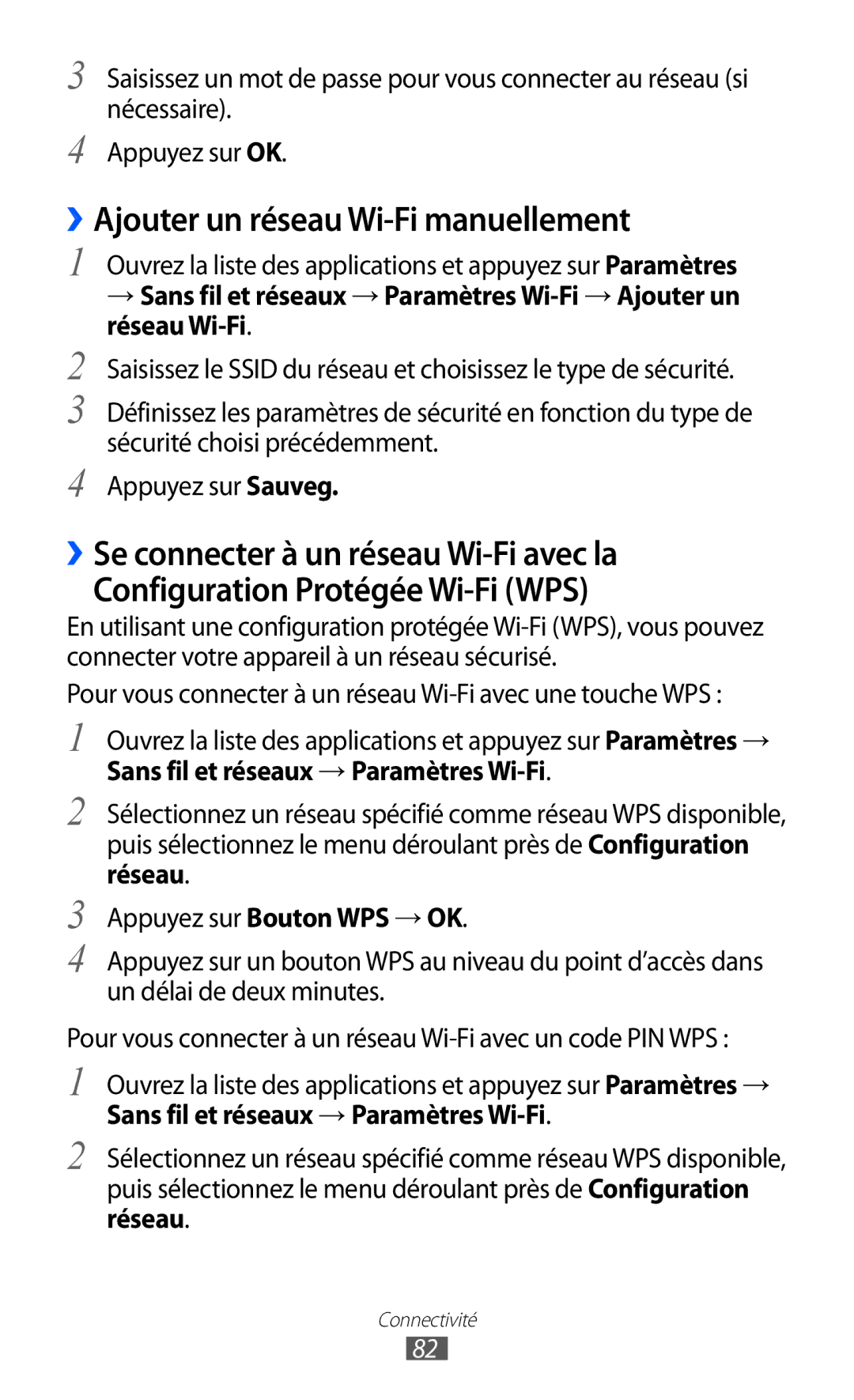 Samsung GT-P6210UWABGL ››Ajouter un réseau Wi-Fi manuellement, Ouvrez la liste des applications et appuyez sur Paramètres 