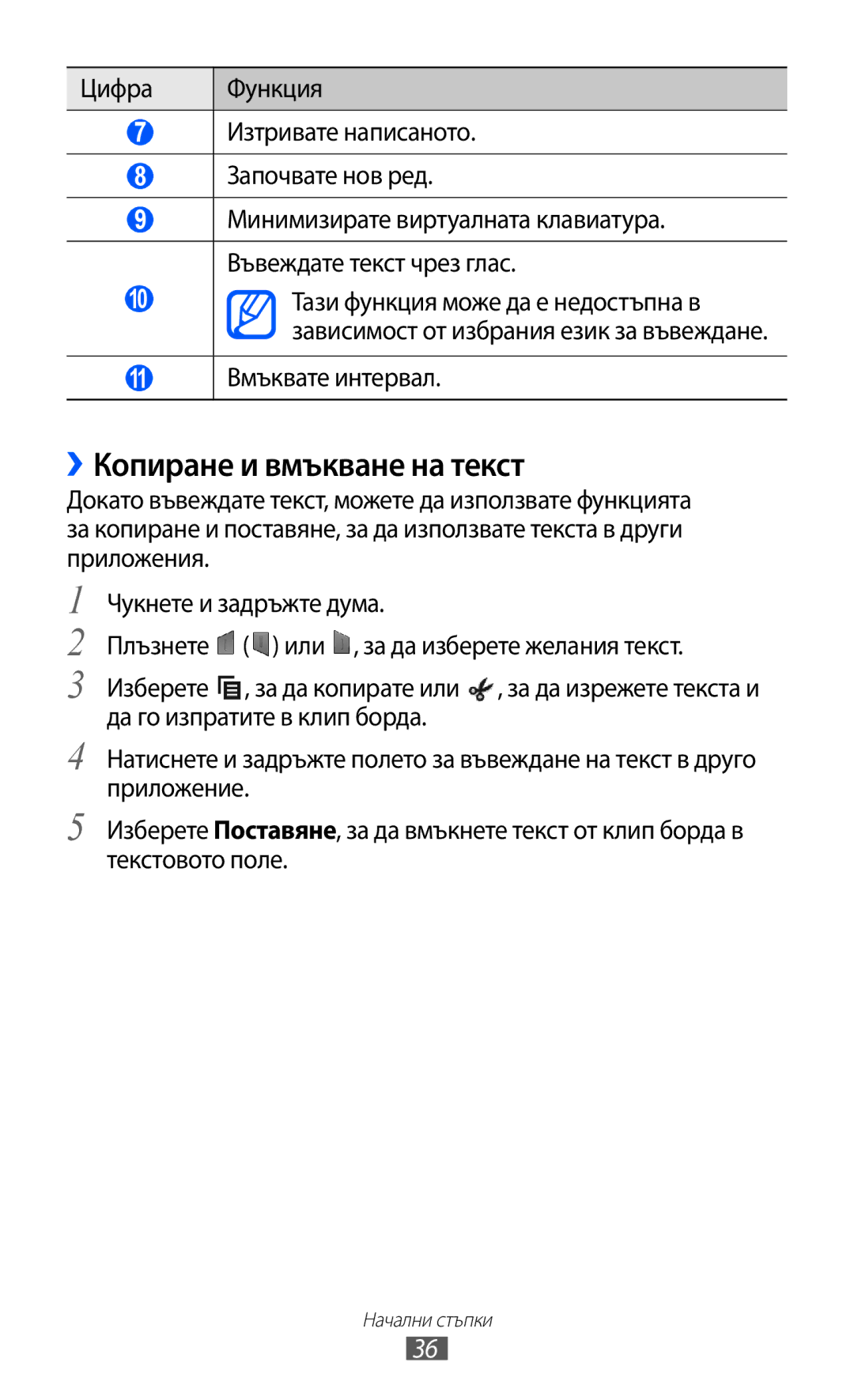 Samsung GT-P6210UWABGL manual ››Копиране и вмъкване на текст, 11 Вмъквате интервал 