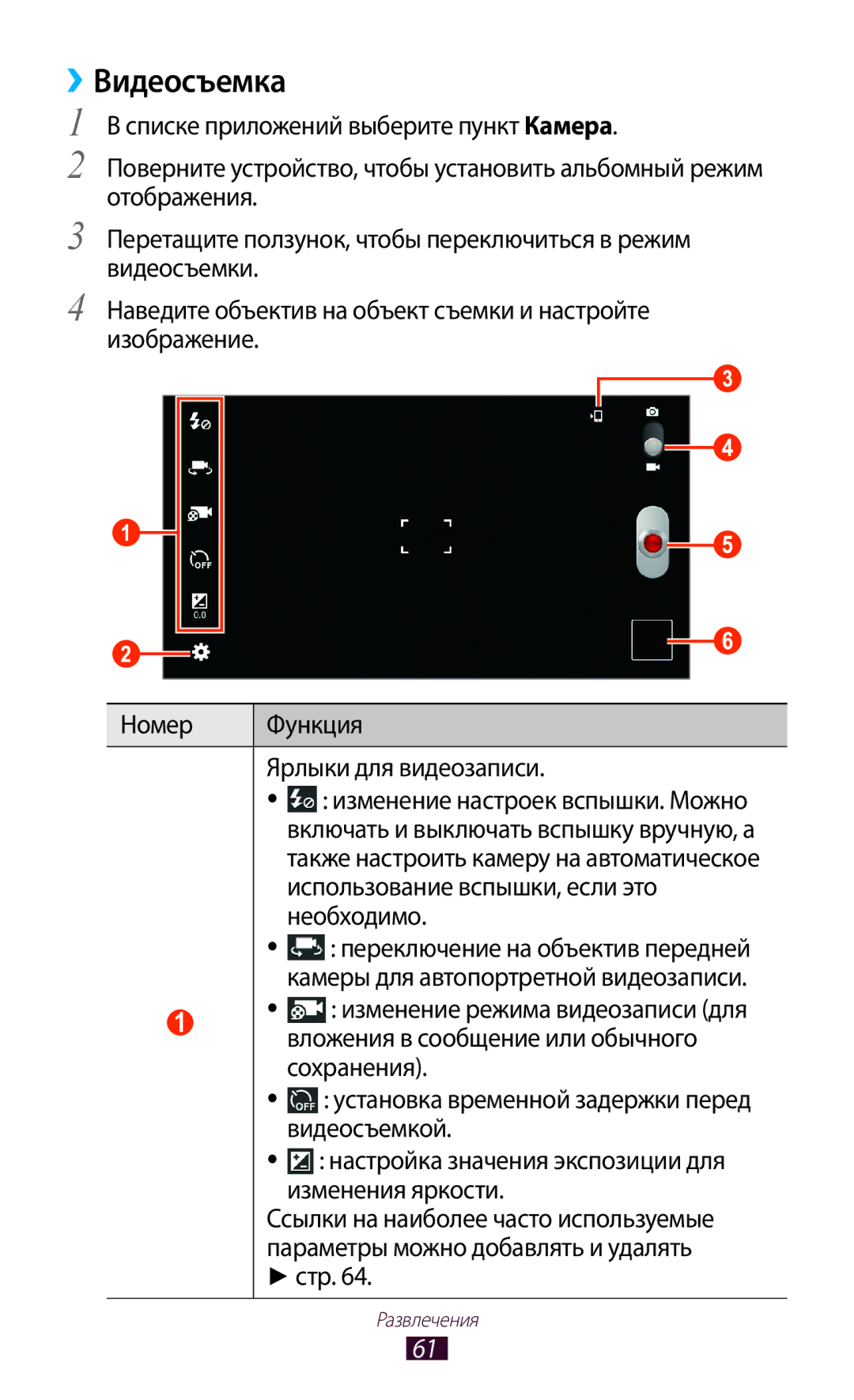 Samsung GT-P6210UWASER, GT-P6210UWASEB, GT-P6210UWESER manual ››Видеосъемка, Использование вспышки, если это, Необходимо, Стр 