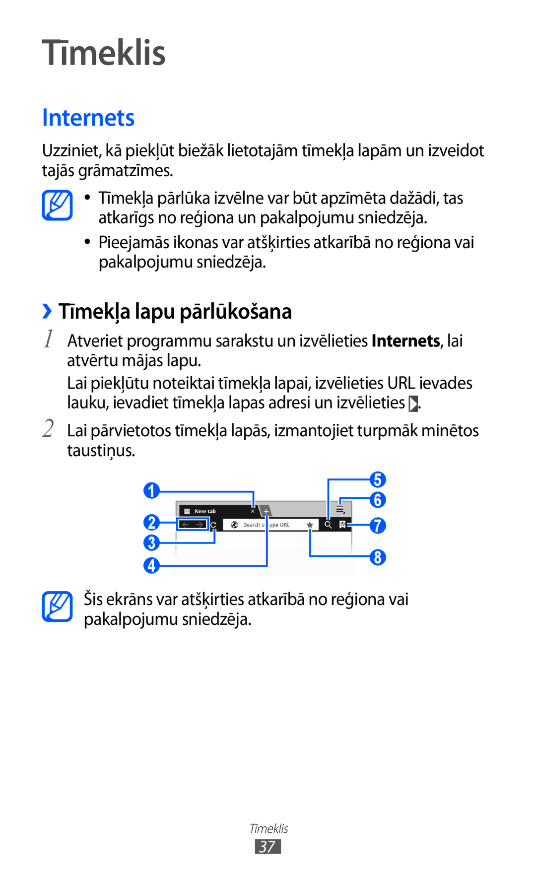 Samsung GT-P6210UWASEB manual Tīmeklis, Internets, ››Tīmekļa lapu pārlūkošana 