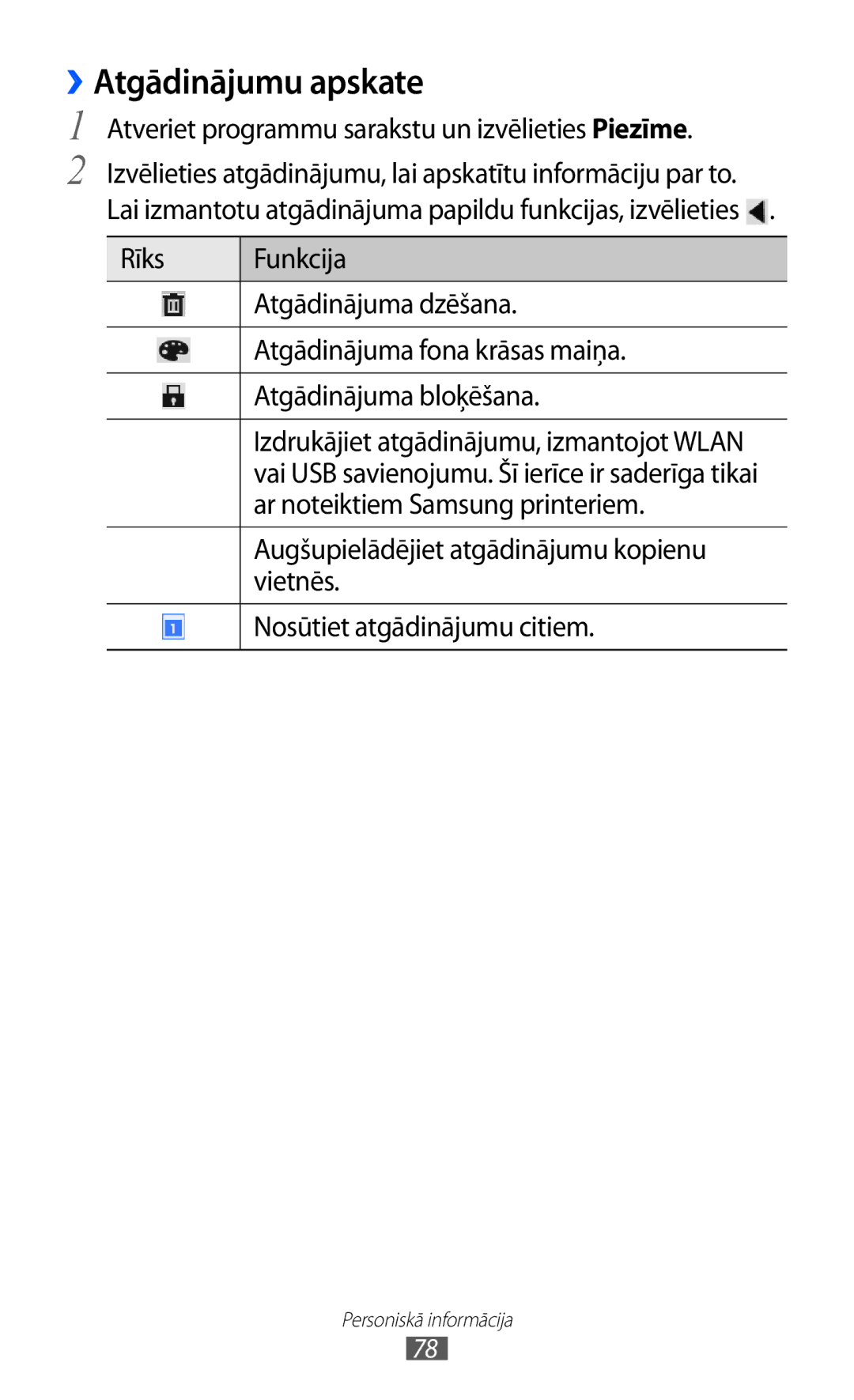 Samsung GT-P6210UWASEB manual ››Atgādinājumu apskate 