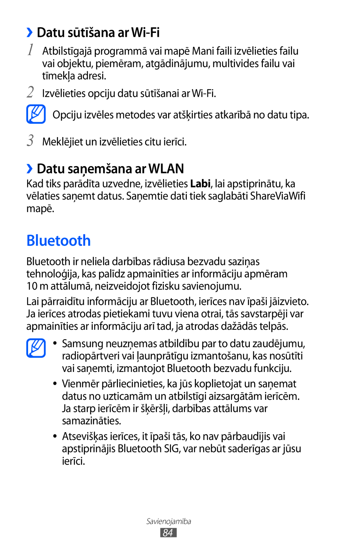 Samsung GT-P6210UWASEB Bluetooth, ››Datu sūtīšana ar Wi-Fi, ››Datu saņemšana ar Wlan, Meklējiet un izvēlieties citu ierīci 