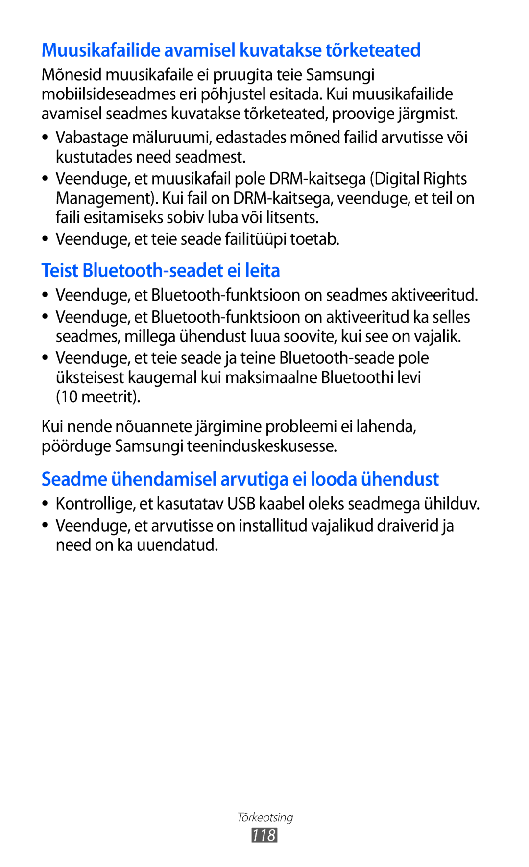 Samsung GT-P6210UWASEB manual Veenduge, et teie seade failitüüpi toetab, Meetrit 