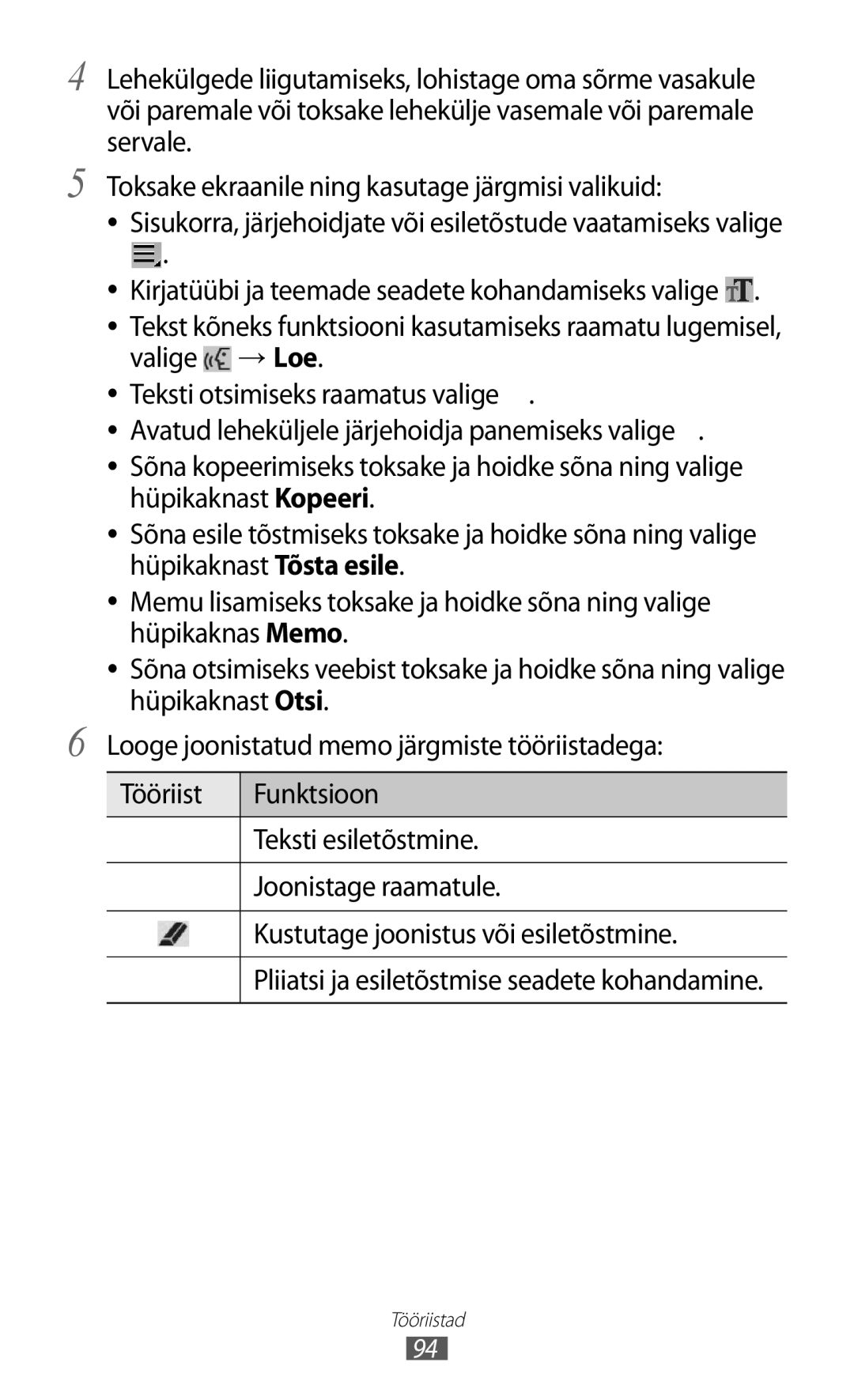 Samsung GT-P6210UWASEB manual Sisukorra, järjehoidjate või esiletõstude vaatamiseks valige 