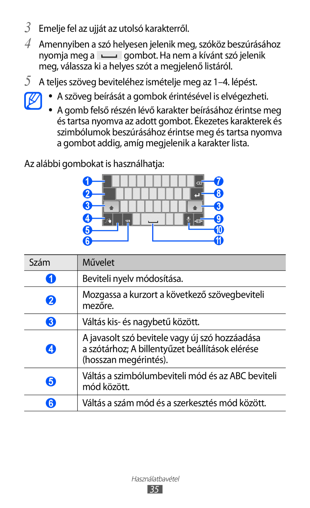 Samsung GT-P6210MAAXEH, GT-P6210UWAXEH manual Emelje fel az ujját az utolsó karakterről 