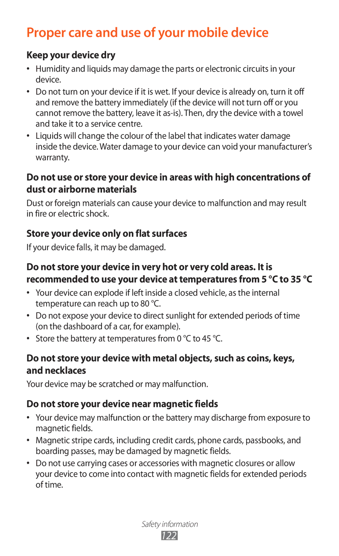 Samsung GT-P6210MAAFOP, GT-P6210ZWAXEF, GT-P6210MAAXEF, GT-P6210UWAXEF manual Proper care and use of your mobile device 