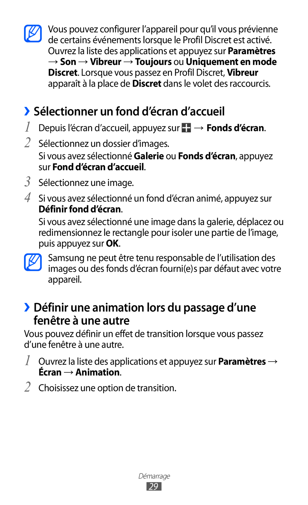 Samsung GT-P6210UWAXEF, GT-P6210ZWAXEF, GT-P6210MAAXEF manual ››Sélectionner un fond d’écran d’accueil, Définir fond d’écran 