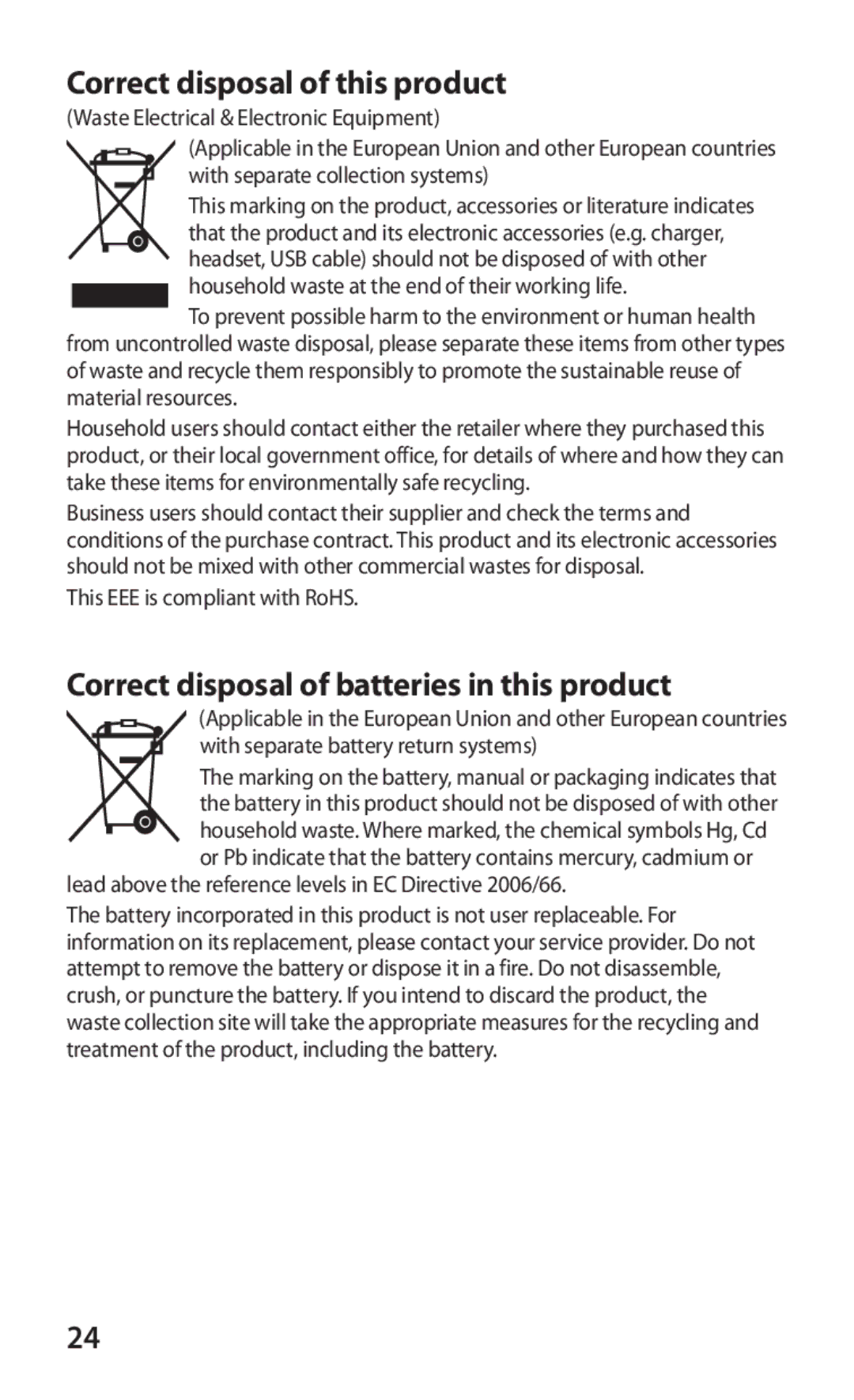 Samsung GT-P6211UWADBT, GT-P6211MAADBT manual Correct disposal of this product 