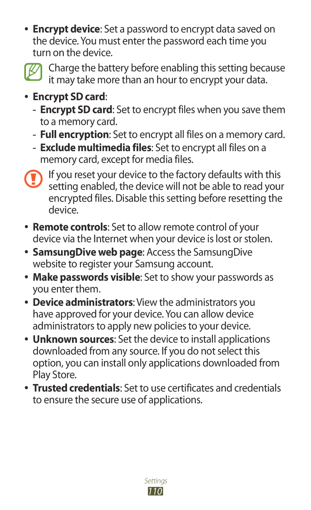 Samsung GT-P6211UWADBT, GT-P6211MAADBT manual Encrypt SD card 