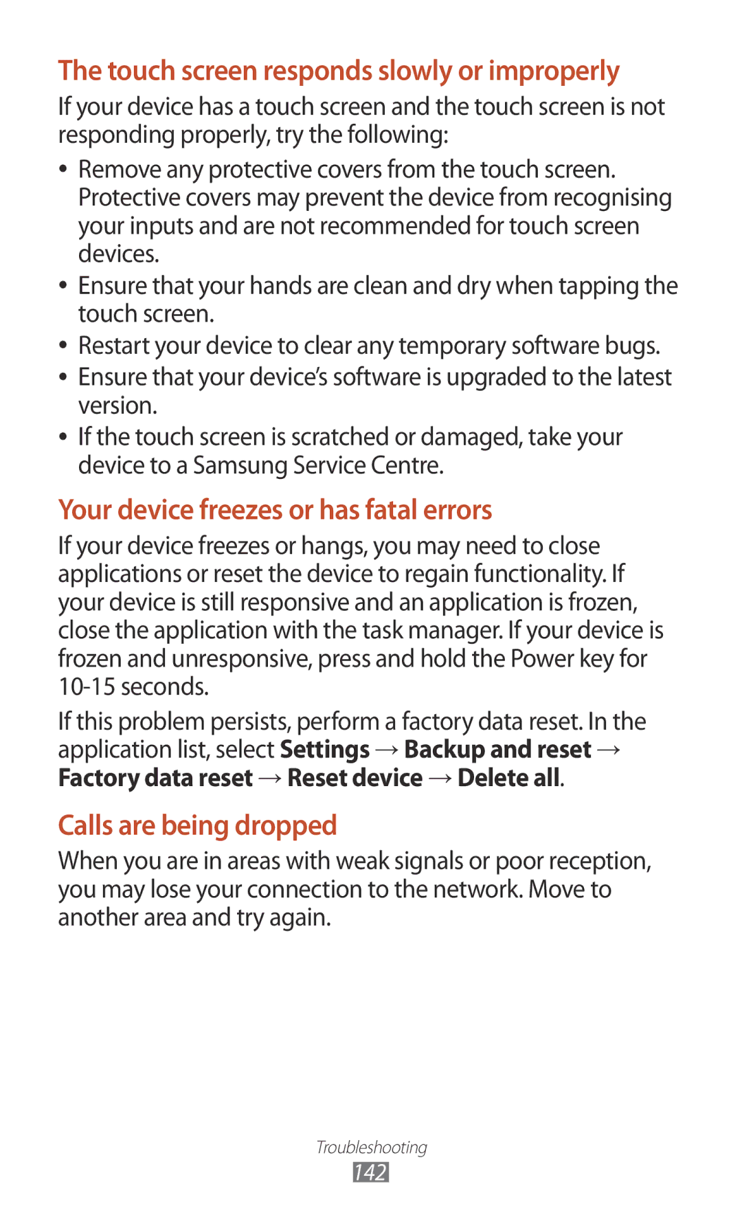 Samsung GT-P6800LSAXSG, GT-P6800LSAJED, GT-P6800LSAEGY, GT-P6800LSATUN manual Your device freezes or has fatal errors 