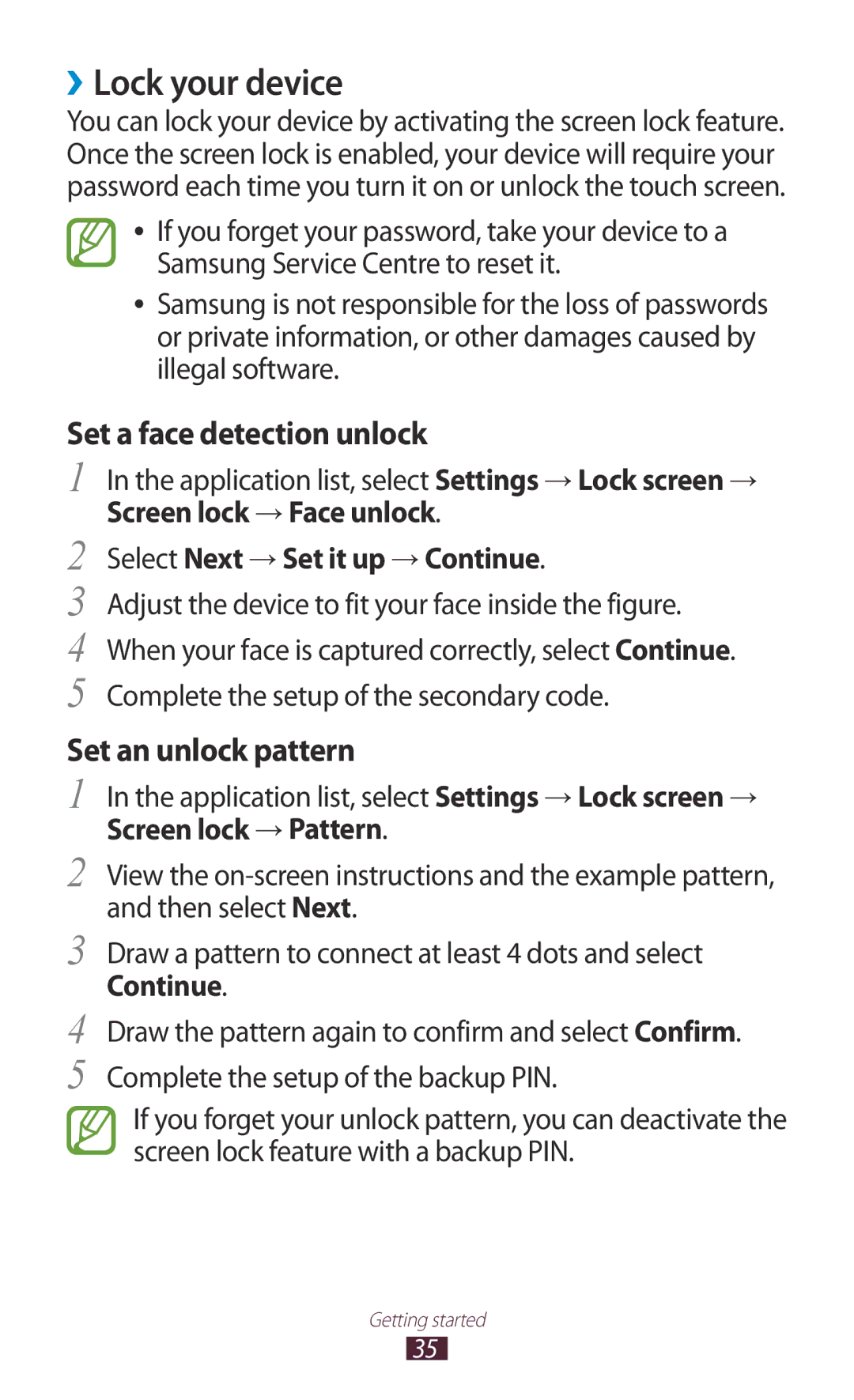 Samsung GT-P6800LSATUN, GT-P6800LSAJED, GT-P6800LSAEGY manual ››Lock your device, Select Next → Set it up → Continue 