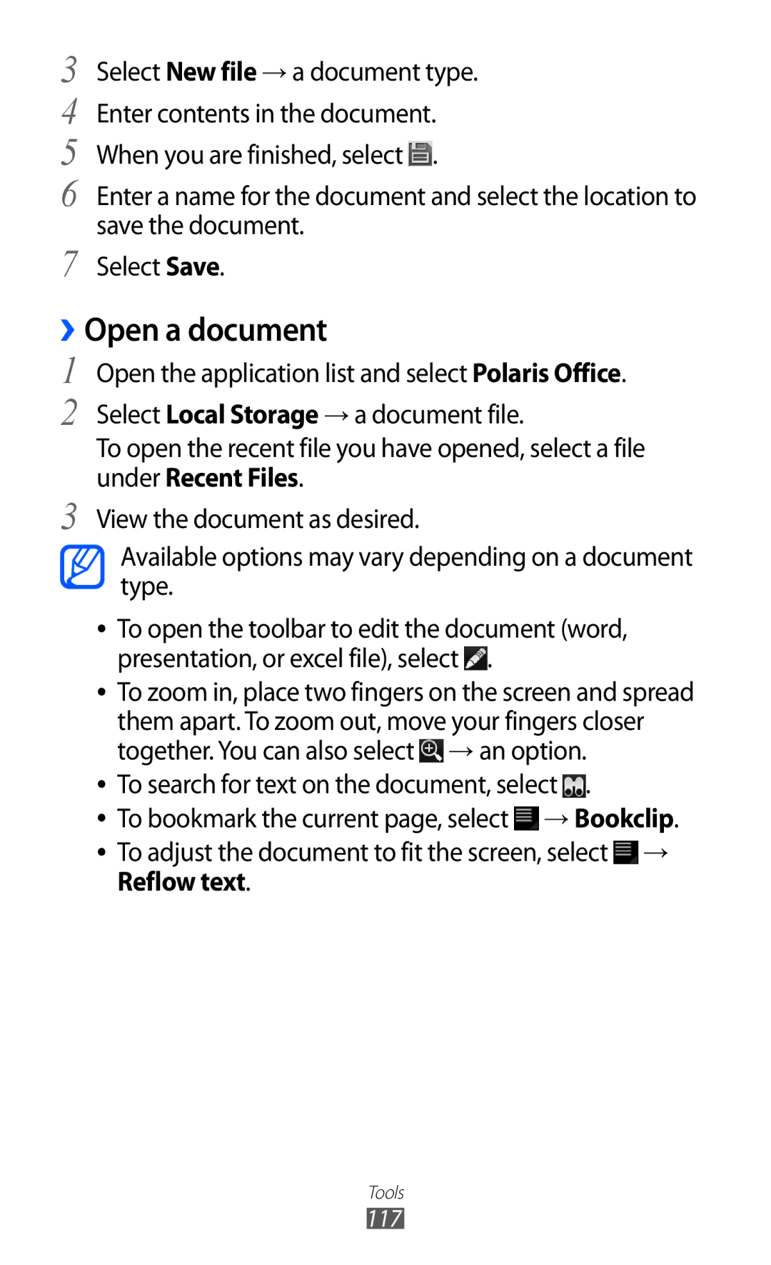 Samsung GT-P6800LSAXXV, GT-P6800LSAJED, GT-P6800LSAEGY, GT-P6800LSATUN, GT-P6800LSAKCL, GT-P6800LSATHR manual ››Open a document 