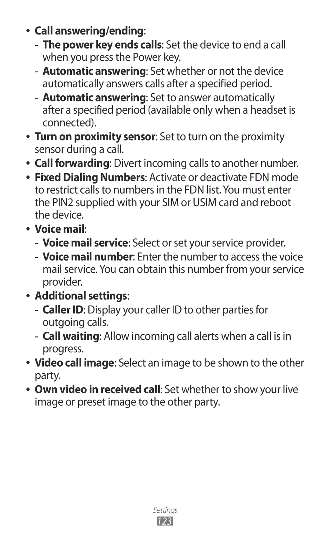 Samsung GT-P6800LSATHR, GT-P6800LSAJED, GT-P6800LSAEGY, GT-P6800LSATUN, GT-P6800LSAKCL manual Voice mail, Additional settings 