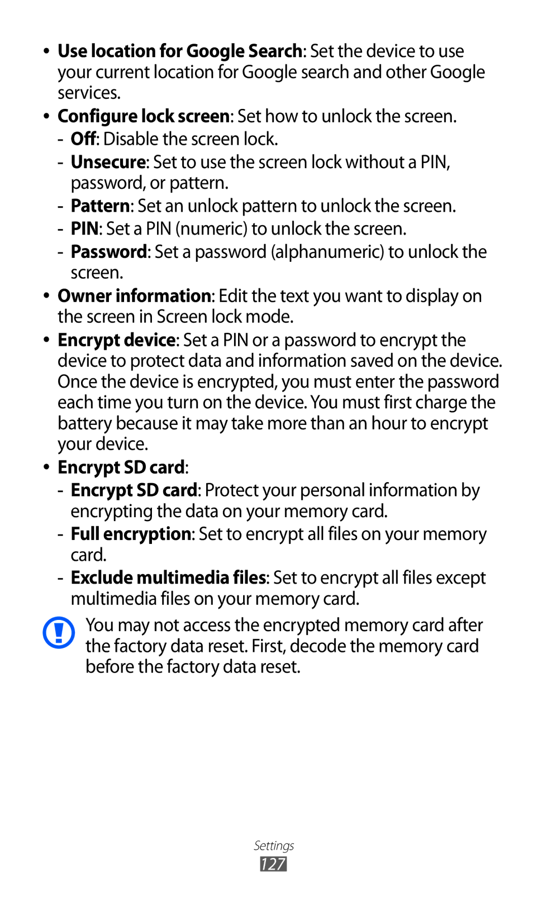 Samsung GT-P6800LSEXSG, GT-P6800LSAJED, GT-P6800LSAEGY, GT-P6800LSATUN, GT-P6800LSAKCL, GT-P6800LSATHR manual Encrypt SD card 